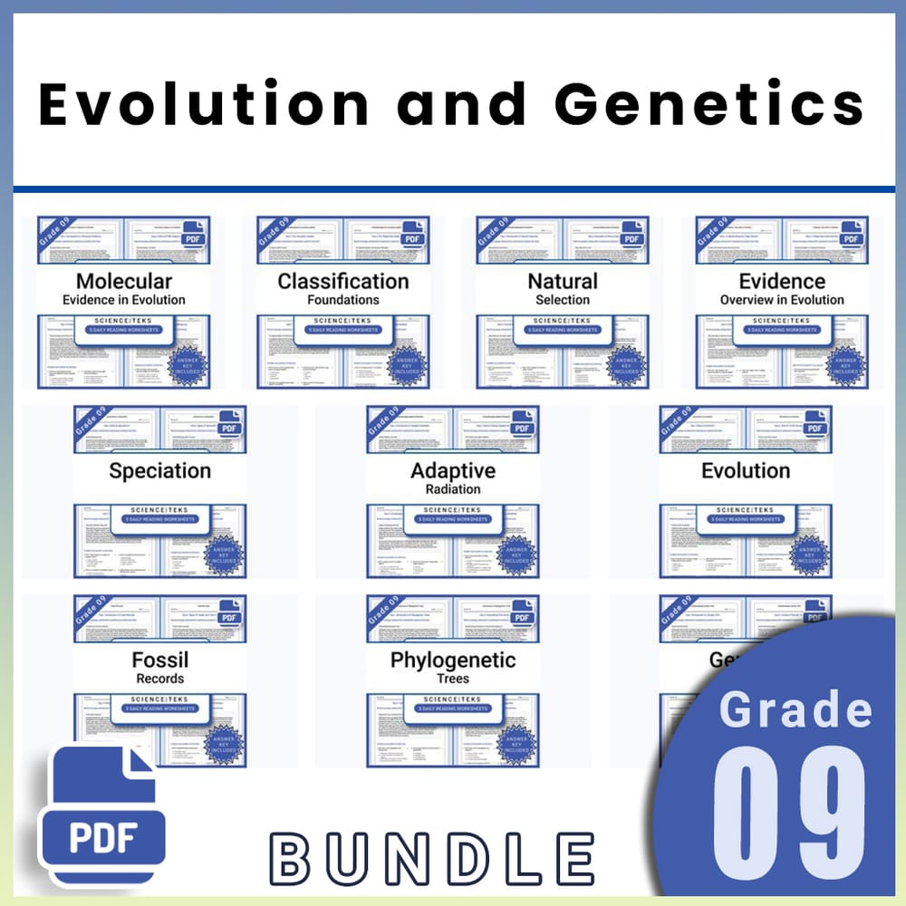 Grade 9 Science Lesson Bundle | Evolution and Genetics TEKS Framework — bundle cover