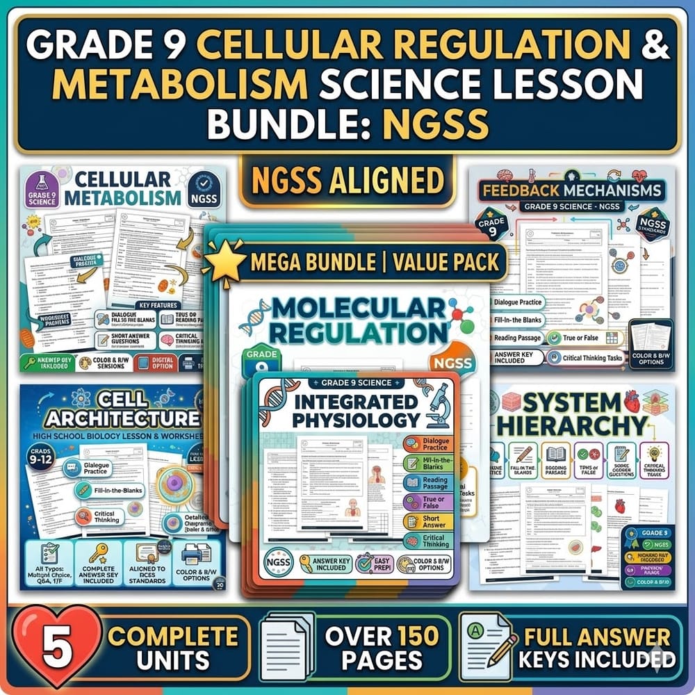 Grade 9 Cellular Regulation and Metabolism Science Lesson Bundle: NGSS — bundle cover