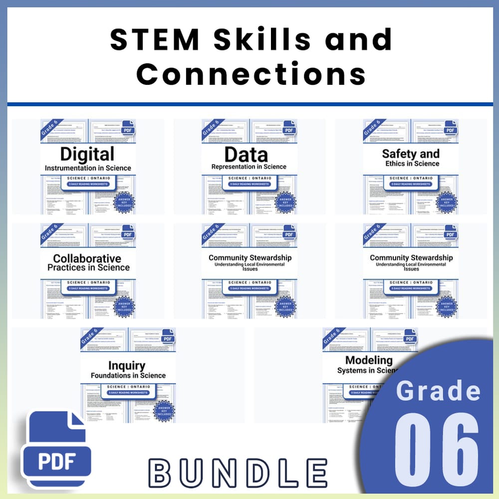 Grade 6 Science STEM Skills and Connections Lesson Bundle with Ontario Framework — bundle cover