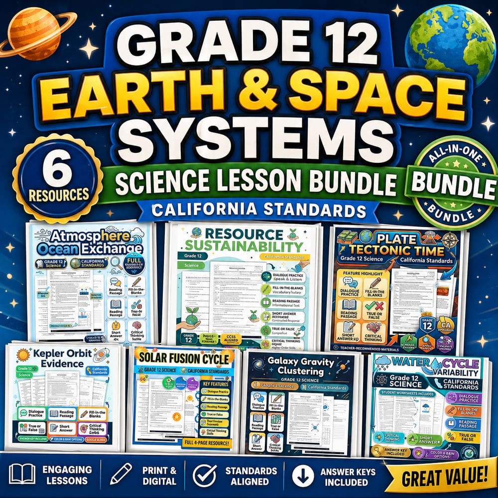 Grade 12 Earth and Space Systems Science Lesson Bundle: California Standards — bundle cover