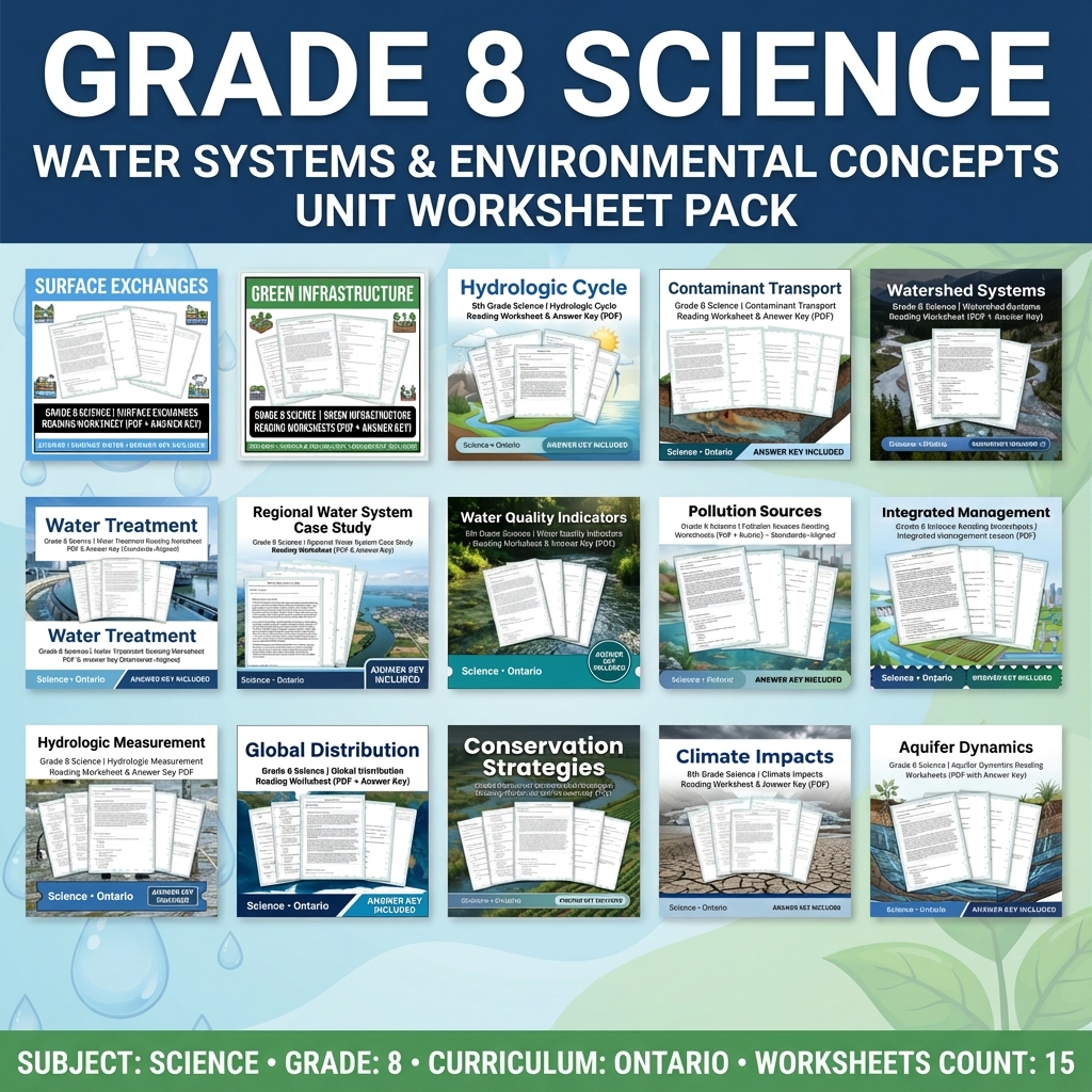 Grade 8 Science Bundle | Water Systems  Hydrology Concepts (Answer Key Included) — bundle cover