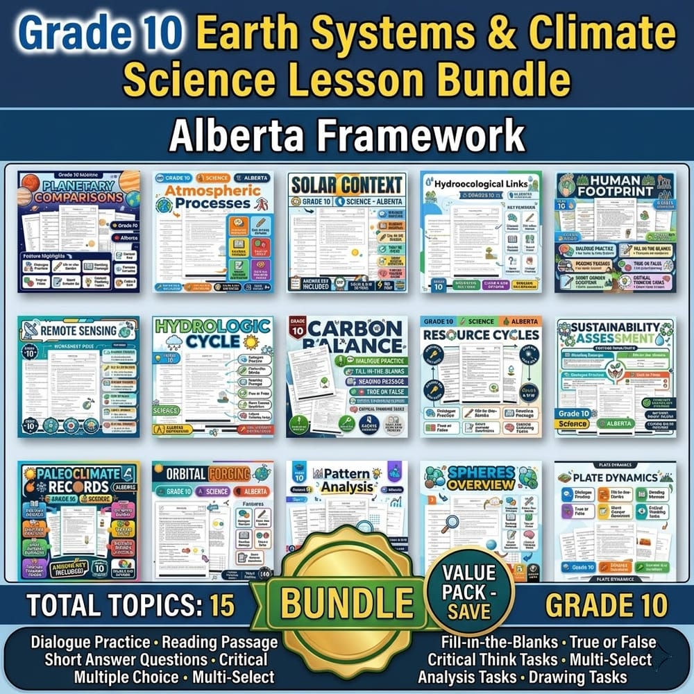 Grade 10 Earth Systems & Climate Science Lesson Bundle – Alberta Framework — bundle cover
