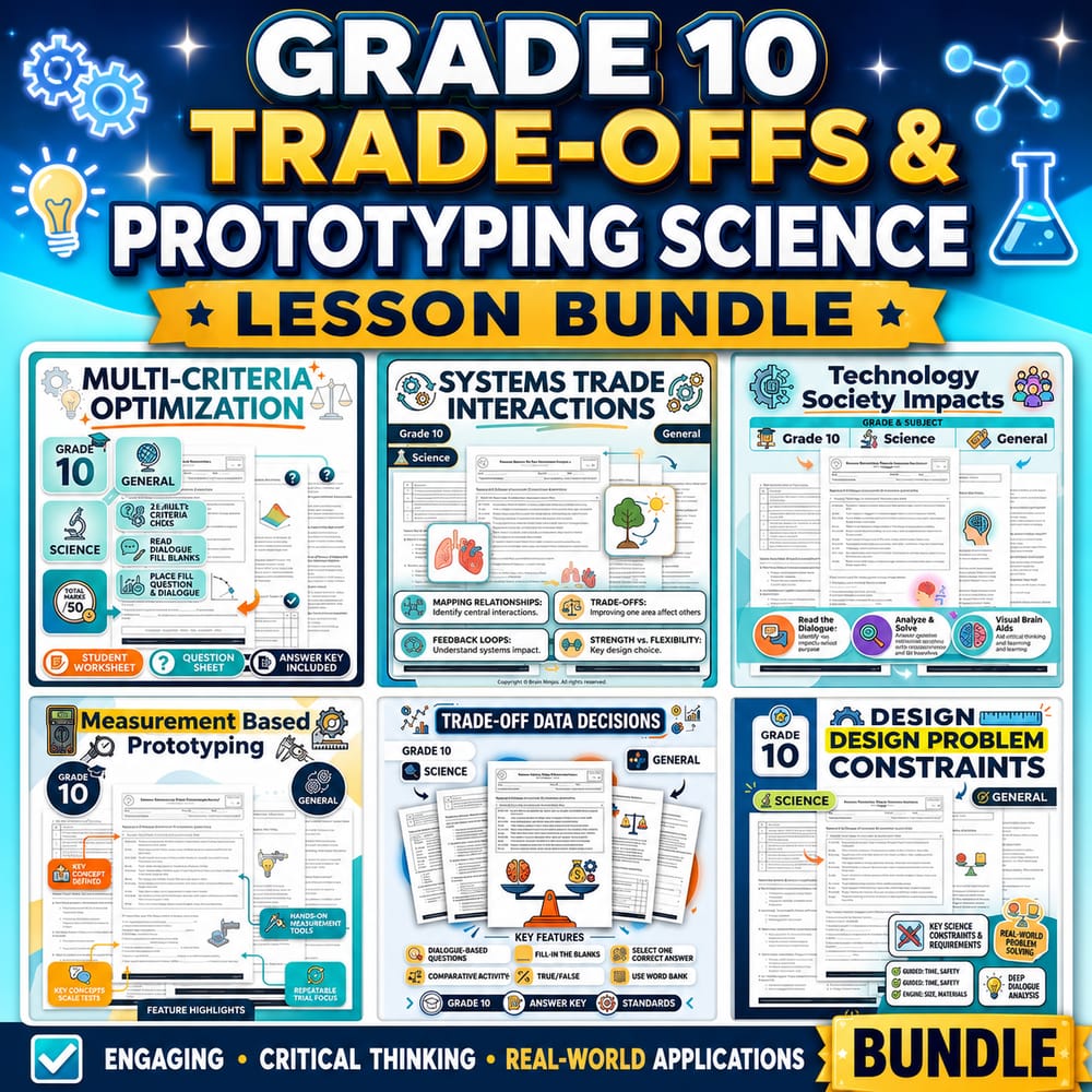 Grade 10 Trade-Offs and Prototyping Science Lesson Bundle | General — bundle cover