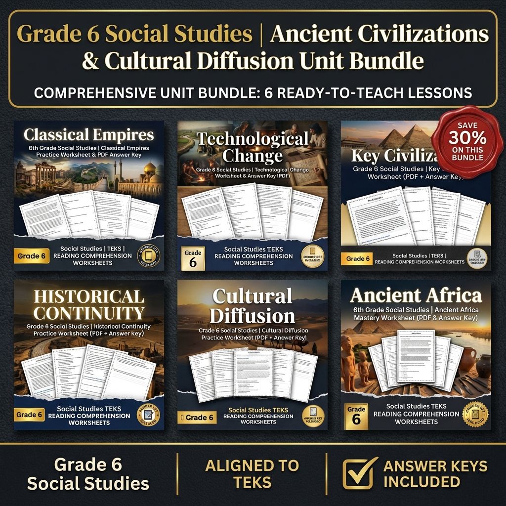 Grade 6 Social Studies Bundle – Ancient Empires & Cultural Diffusion — bundle cover