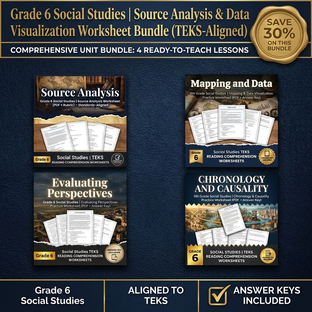 Grade 6 Social Studies Unit Bundle | Source Analysis, Mapping & Evaluation — bundle cover