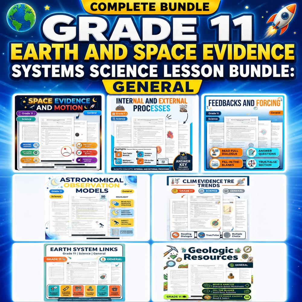 Grade 11 Earth and Space Evidence Systems Science Lesson Bundle: General — bundle cover