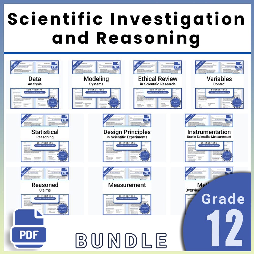 Grade 12 Science Lesson Group Bundle – TEKS Standards-Based Worksheets — bundle cover