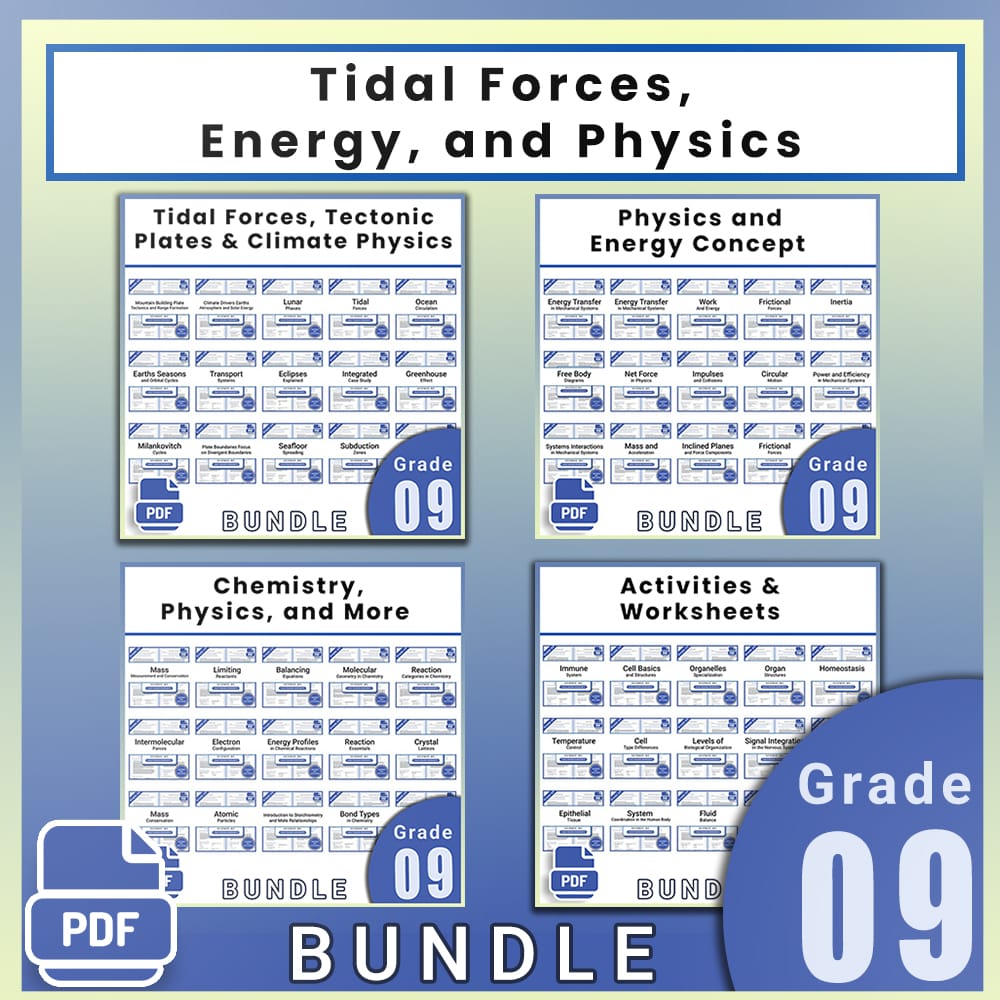 Grade 9 Science Full Year Bundle | Tidal Forces, Energy, and Physics — bundle cover