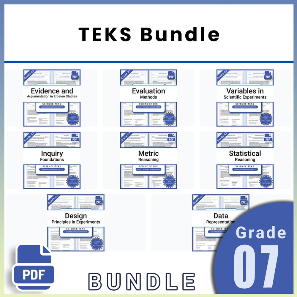 Grade 7 Science Lesson Group TEKS Bundle | Daily Reading Worksheets — bundle cover