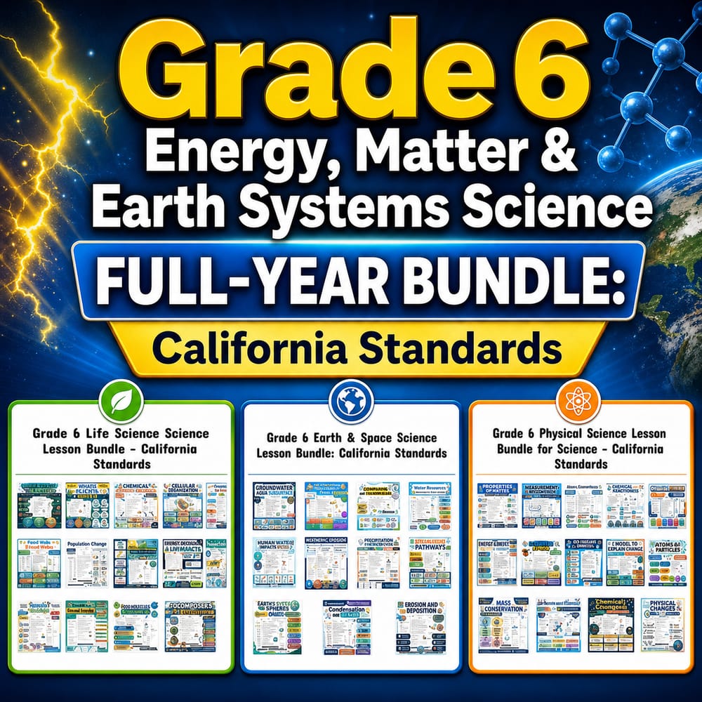 Grade 6 Energy, Matter & Earth Systems Science Full-Year Bundle — bundle cover