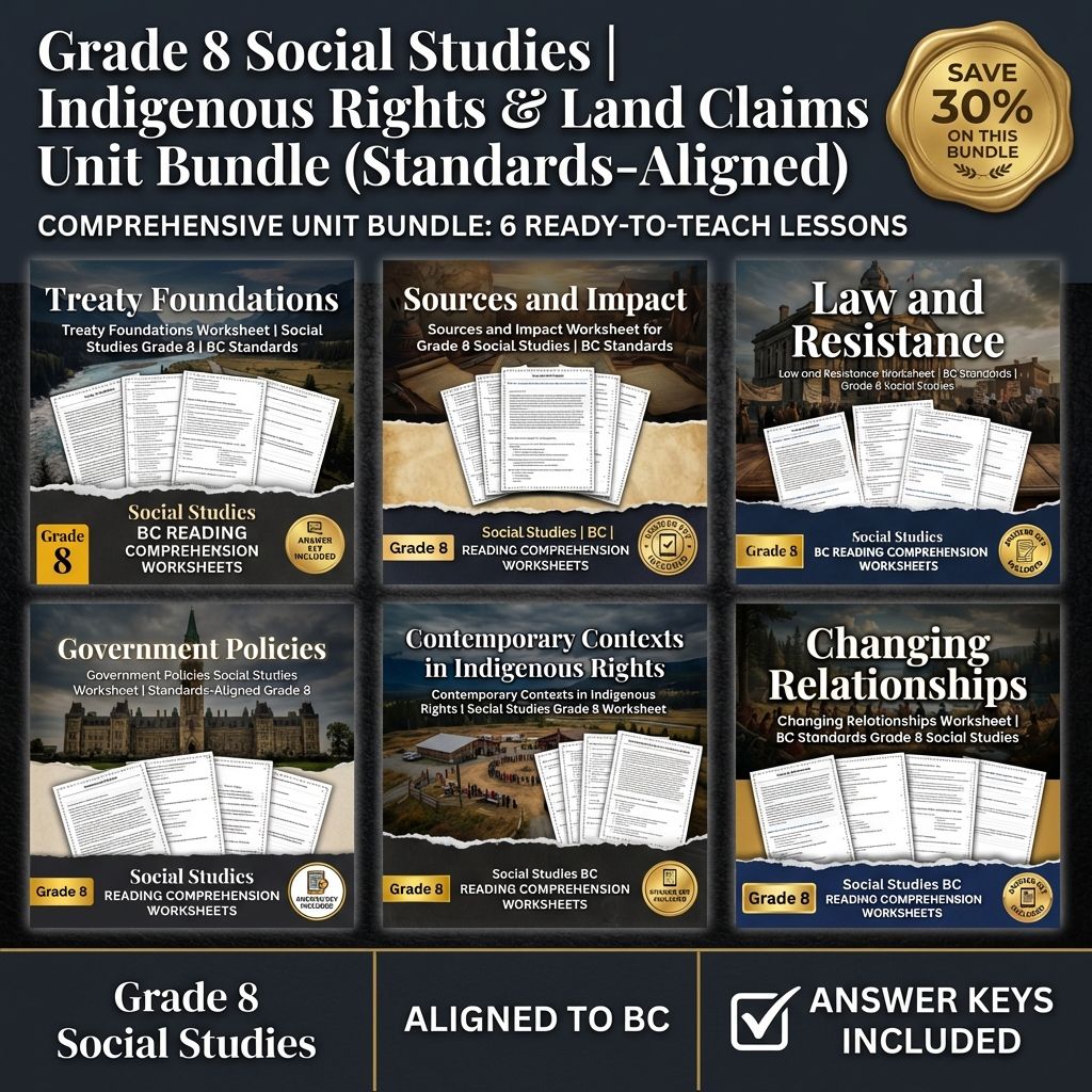 Grade 8 Social Studies | Indigenous Rights & Government Policies Bundle  — bundle cover
