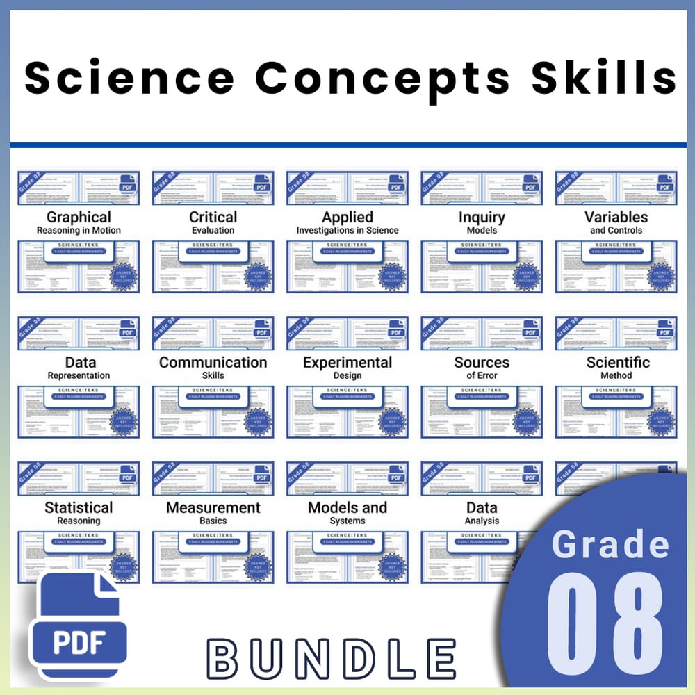 Grade 8 Science Lesson Group Bundle | TEKS Standards-Aligned Worksheets — bundle cover