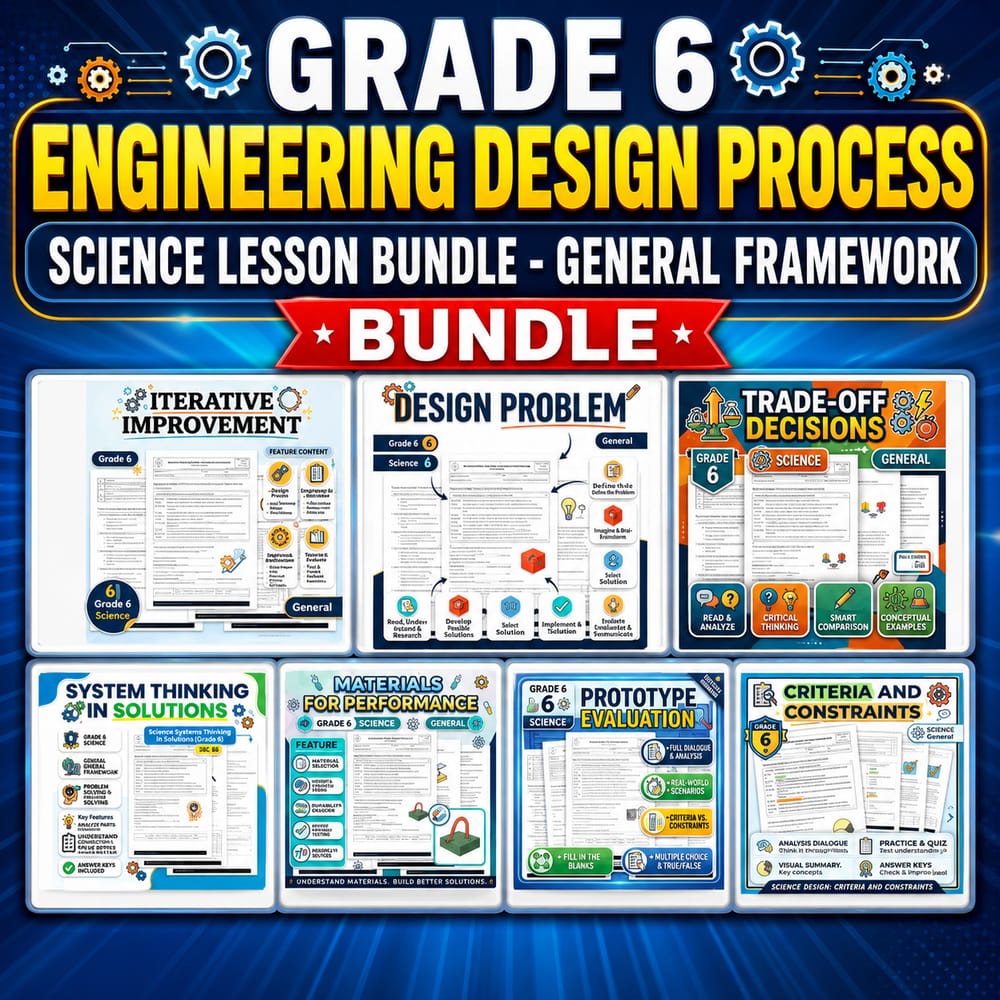 Grade 6 Engineering Design Process Science Lesson Bundle – General Framework — bundle cover