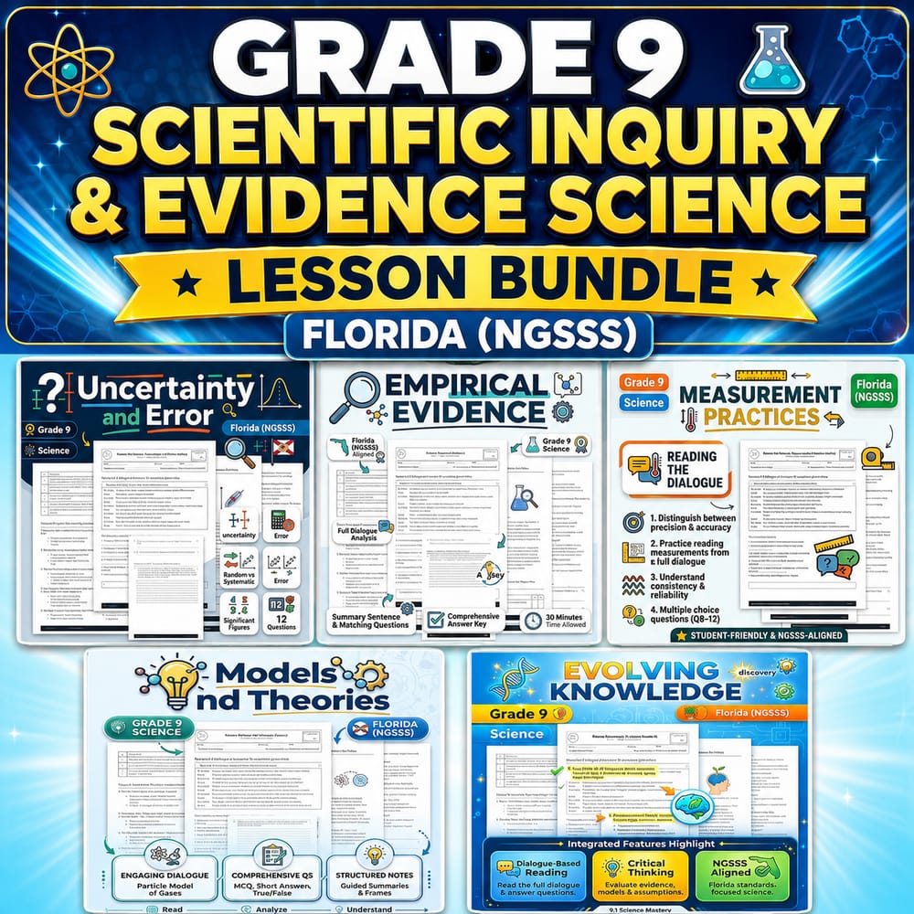 Grade 9 Scientific Inquiry & Evidence Science Lesson Bundle | Florida (NGSSS) — bundle cover