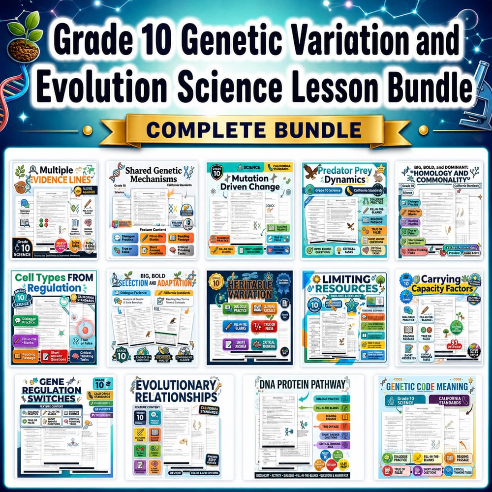 Grade 10 Genetic Variation and Evolution Science Lesson Bundle — bundle cover