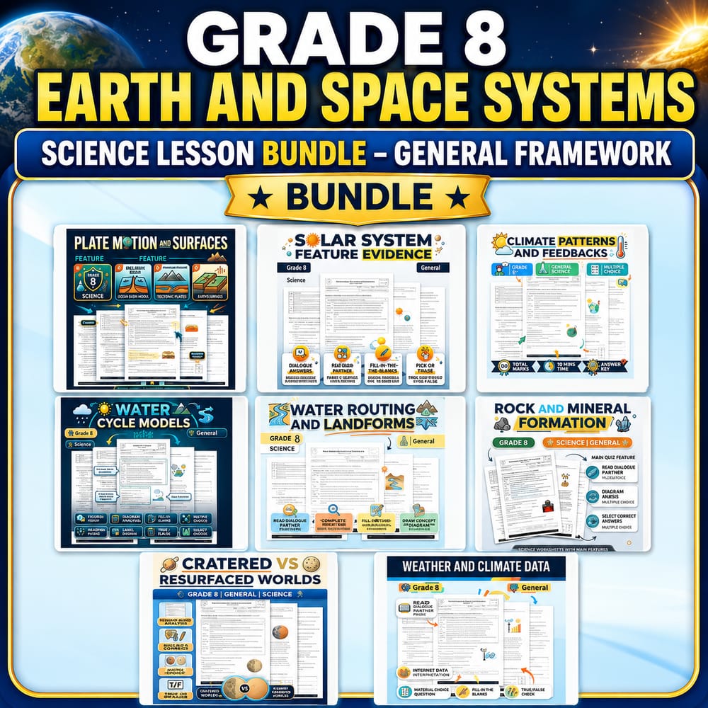 Grade 8 Earth and Space Systems Science Lesson Bundle – General Framework — bundle cover