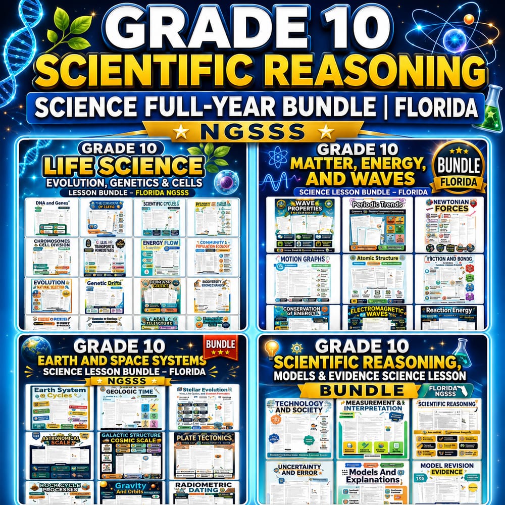 Grade 10 Scientific Reasoning Science Full-Year Bundle | Florida NGSSS — bundle cover