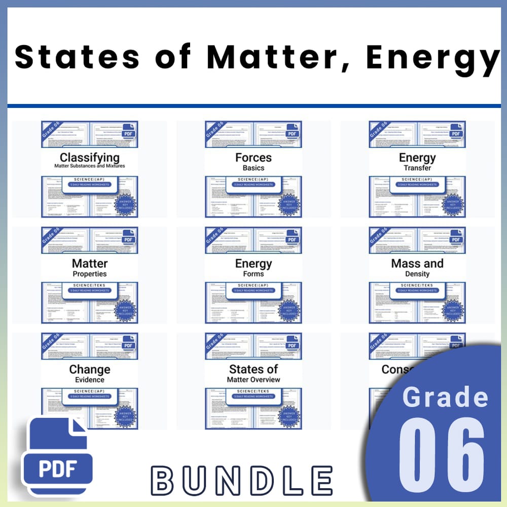 Grade 6 Science Lesson Bundle | States of Matter, Energy, and More — bundle cover
