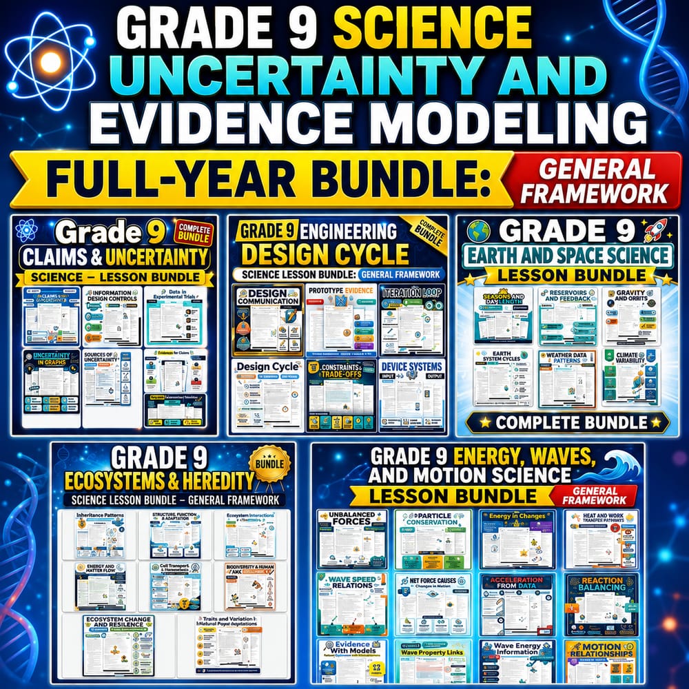 Grade 9 Science Uncertainty and Evidence Modeling Full-Year Bundle: General — bundle cover