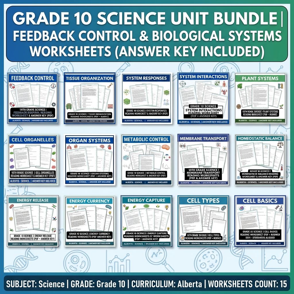 Grade 10 Science | Cell Systems, Energy, & Homeostasis (Standards-Aligned) — bundle cover