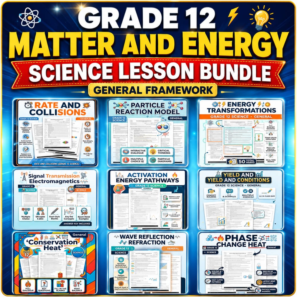 Grade 12 Matter and Energy Science Lesson Bundle: General Framework — bundle cover