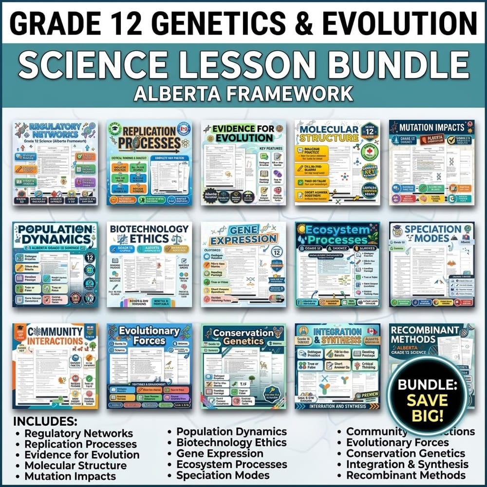 Grade 12 Genetics & Evolution Science Lesson Bundle – Alberta Framework — bundle cover