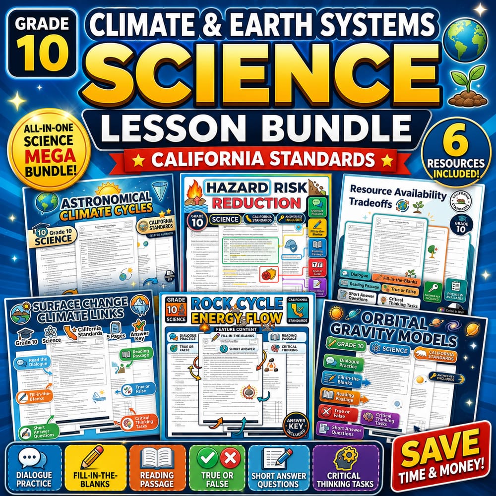 Grade 10 Climate and Earth Systems Science Lesson Bundle – California Standards — bundle cover