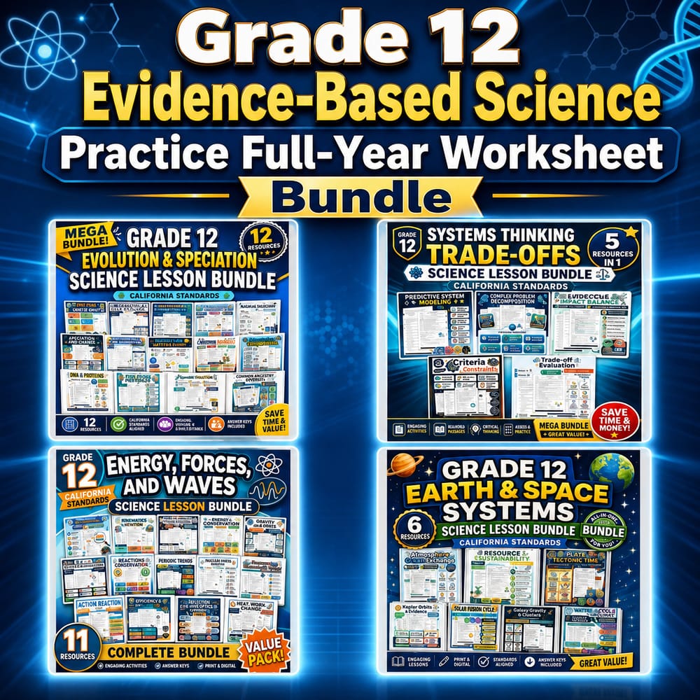 Grade 12 Evidence-Based Science Practice Full-Year Worksheet Bundle — bundle cover