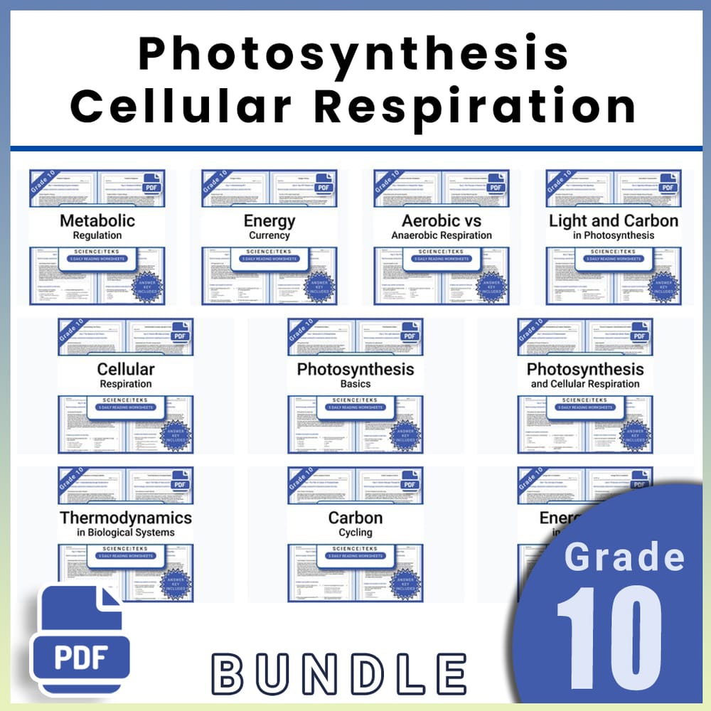 Grade 10 Science Lesson Bundle: Photosynthesis & Cellular Respiration TEKS — bundle cover