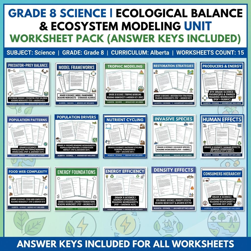 Grade 8 Science  Bundle | Ecosystem Dynamics & Environmental Impact Worksheets — bundle cover