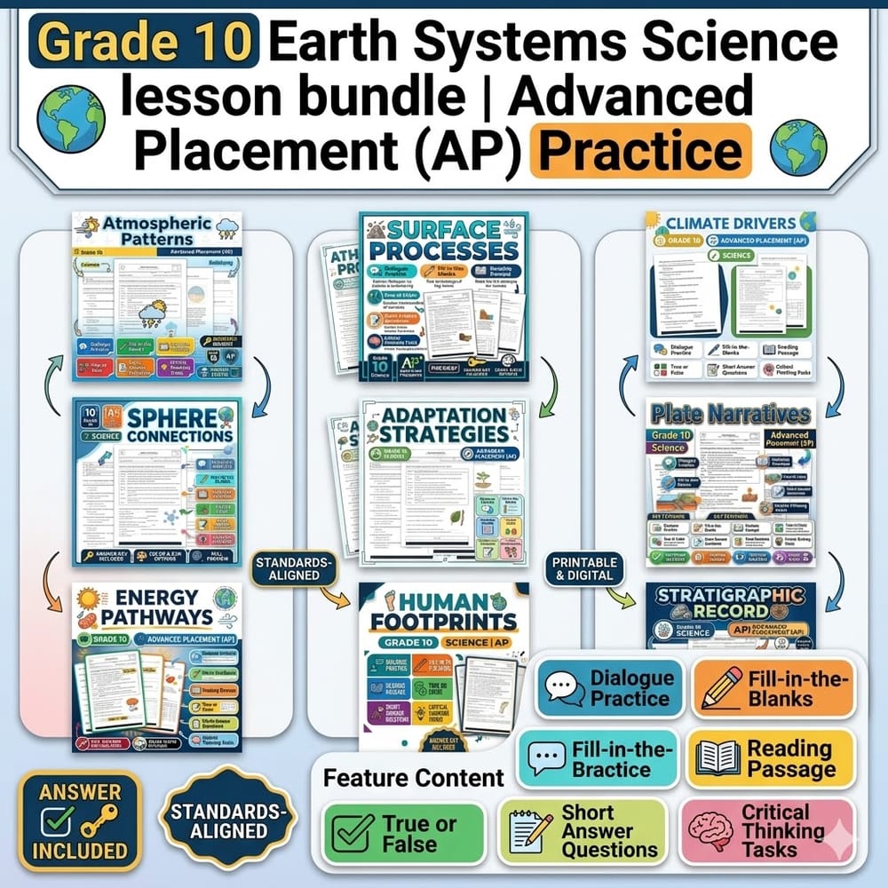 Grade 10 Earth Systems Science lesson bundle | Advanced Placement (AP) Practice — bundle cover