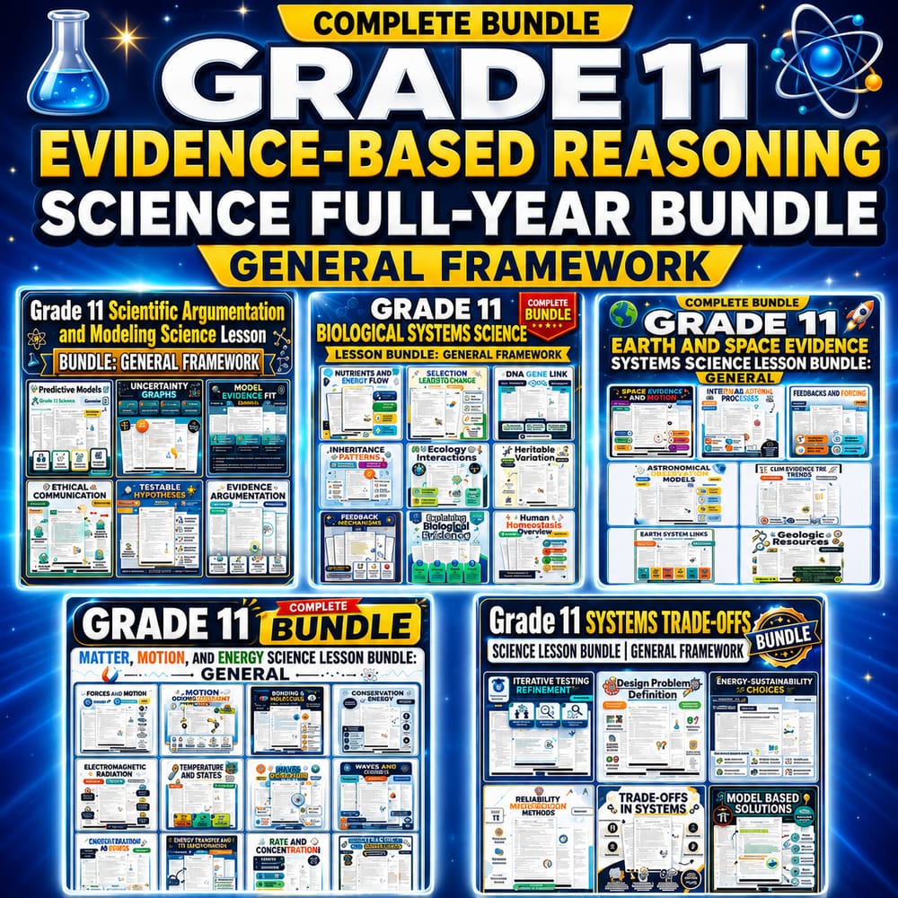 Grade 11 Evidence-Based Reasoning Science Full-Year Bundle | General Framework — bundle cover
