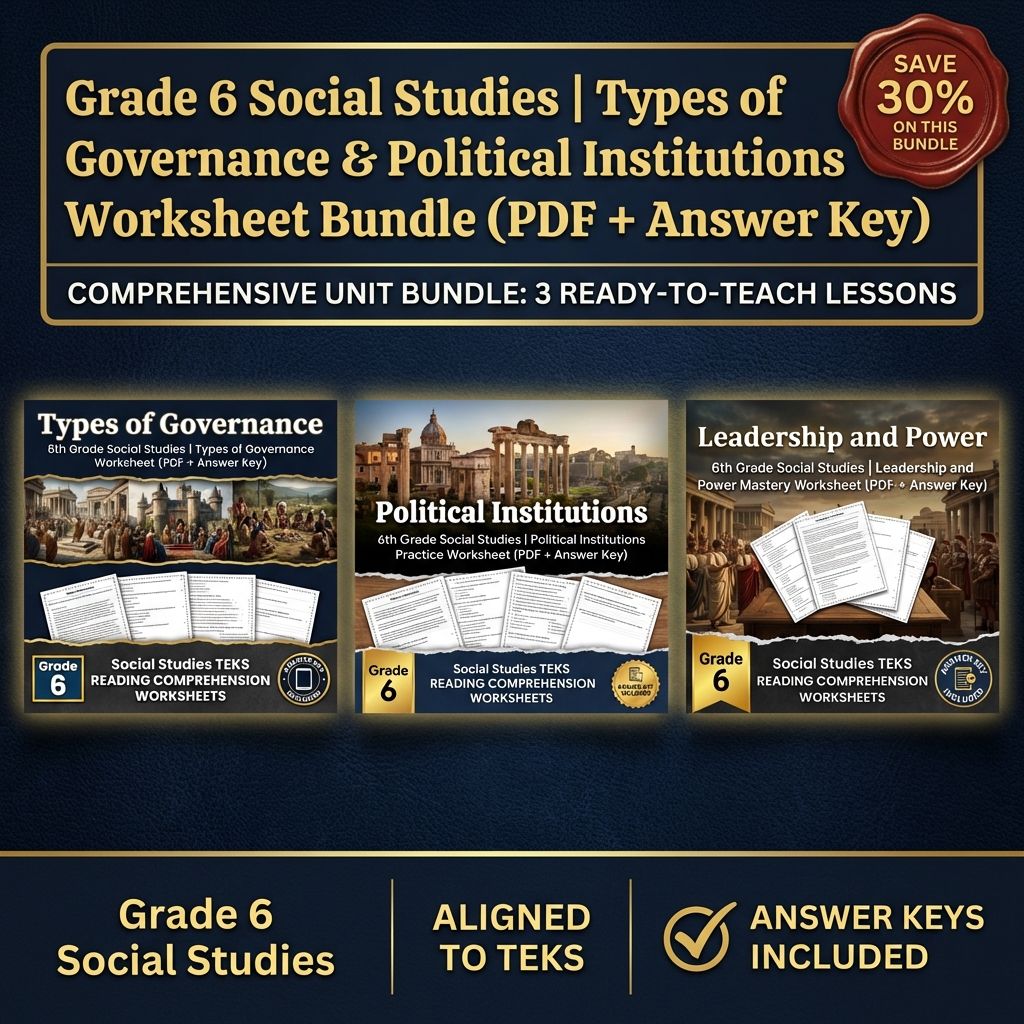 Grade 6 Social Studies | Types of Governance & Political Institutions Bundle — bundle cover