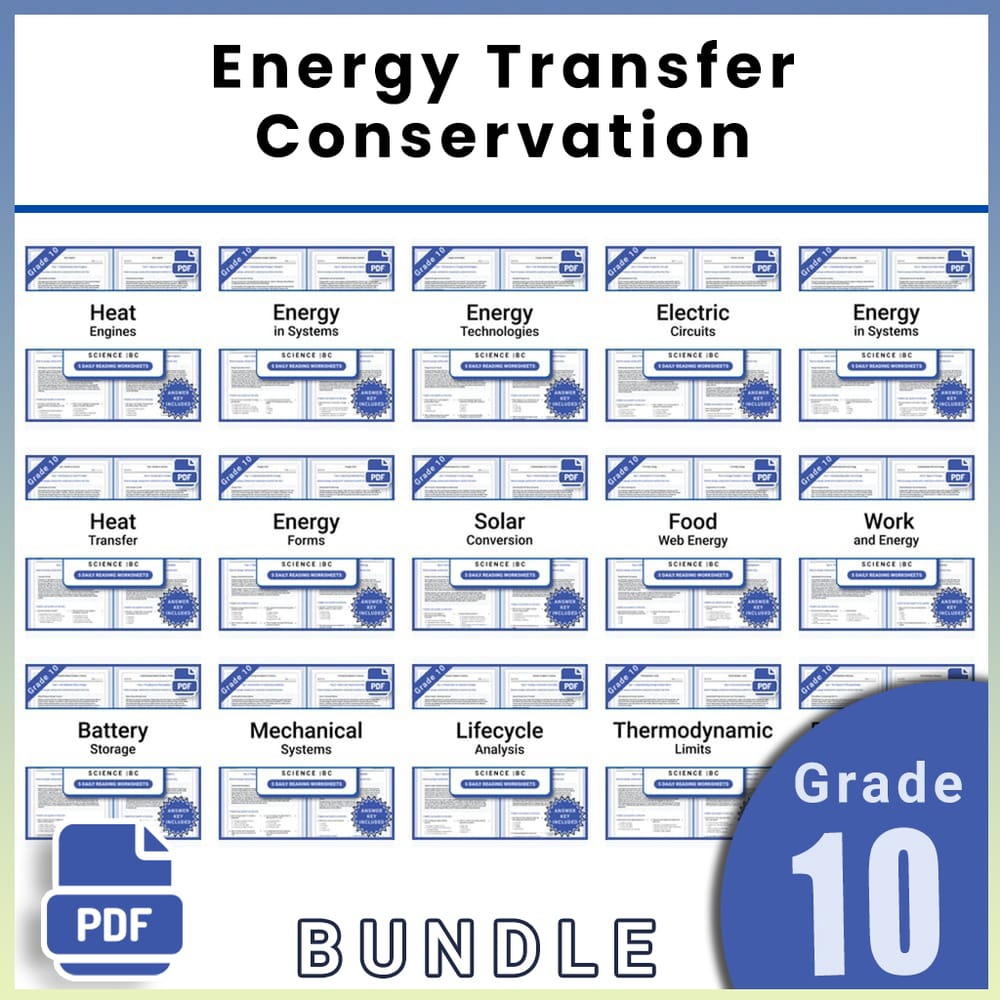 Grade 10 Science Lesson Group BC Framework – Daily Reading Worksheets Bundle — bundle cover