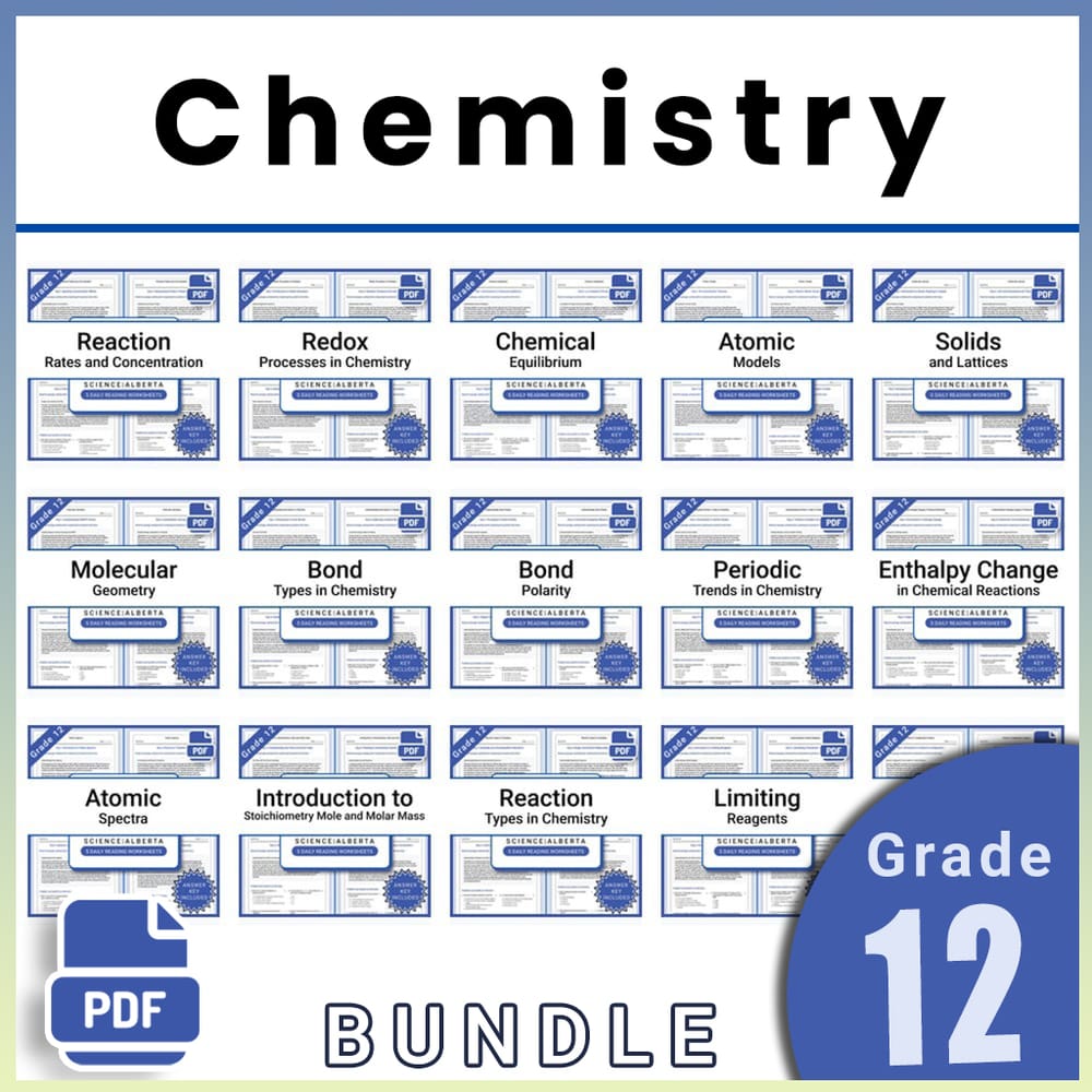 Grade 12 Science Lesson Bundle | Alberta Framework and Daily Reading Worksheets — bundle cover