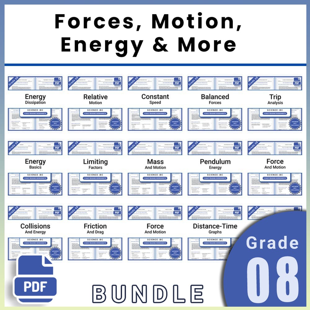 Grade 8 Science Lesson Group | Forces, Motion, Energy & More – Bundle — bundle cover