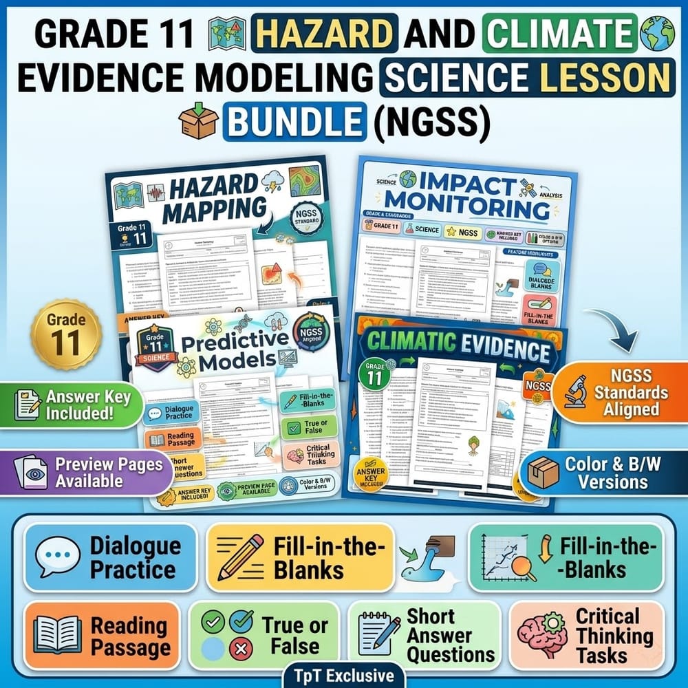 Grade 11 Hazard and Climate Evidence Modeling Science Lesson Bundle (NGSS) — bundle cover