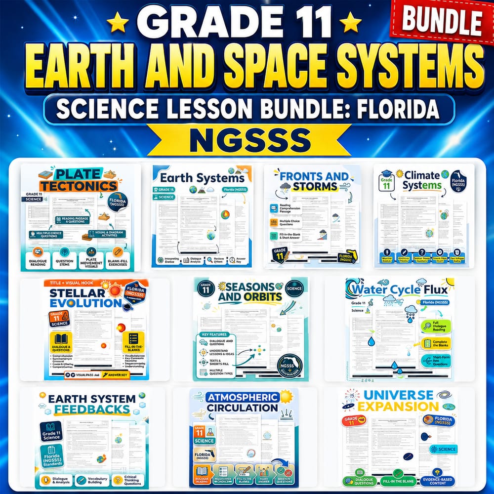 Grade 11 Earth and Space Systems Science Lesson Bundle: Florida NGSSS — bundle cover