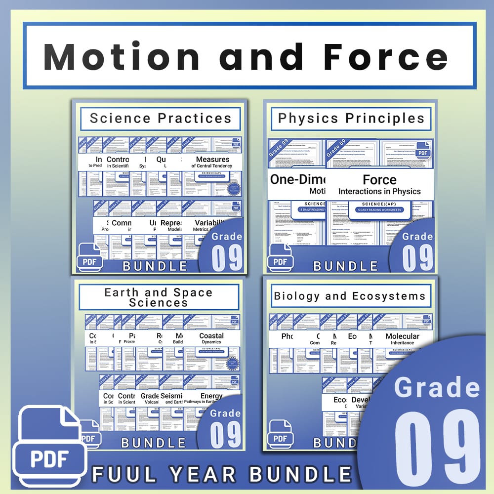 Grade 9 Science Motion and Force Full Year Bundle | STEM Curriculum — bundle cover