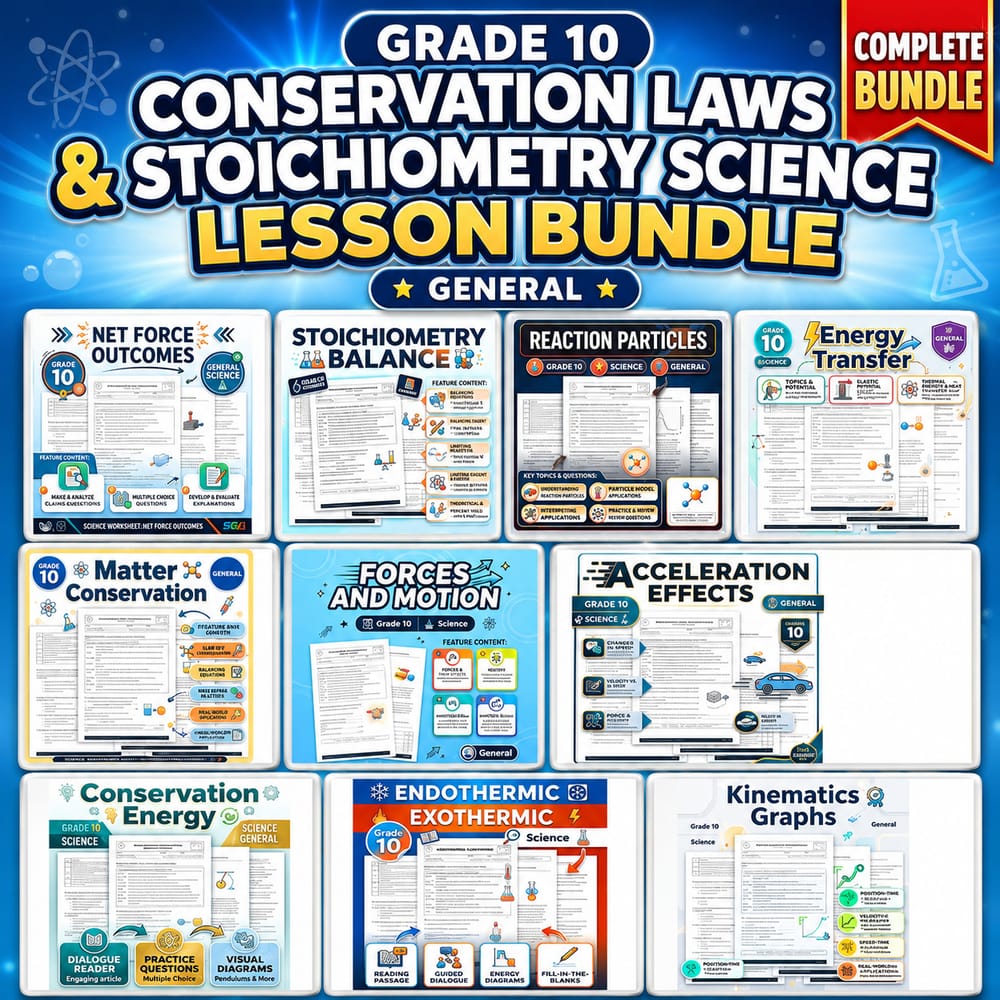 Grade 10 Conservation Laws and Stoichiometry Science Lesson Bundle | General — bundle cover
