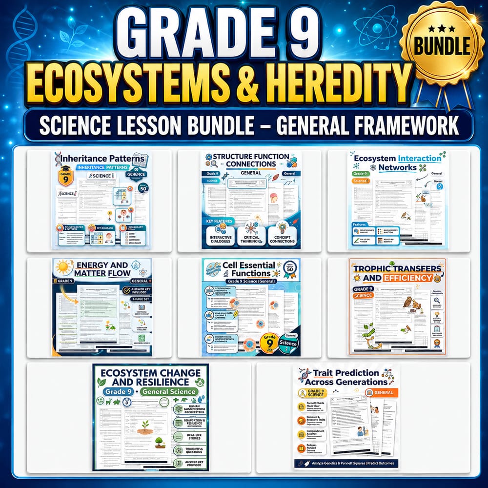 Grade 9 Ecosystems & Heredity Science Lesson Bundle – General Framework — bundle cover