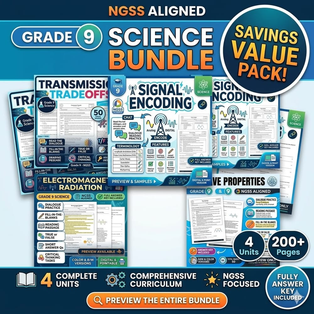 Grade 9 Electromagnetic Signals and Waves Science Lesson Bundle – NGSS — bundle cover