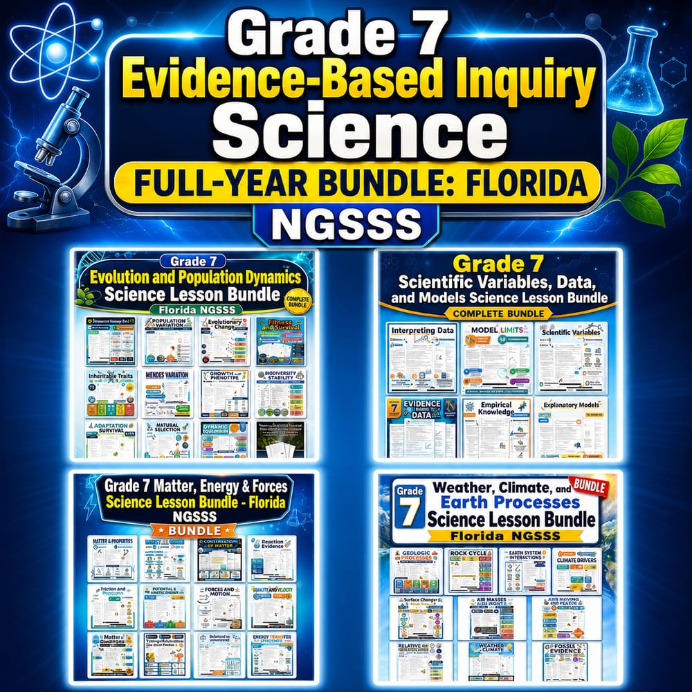 Grade 7 Evidence-Based Inquiry Science Full-Year Bundle: Florida NGSSS — bundle cover