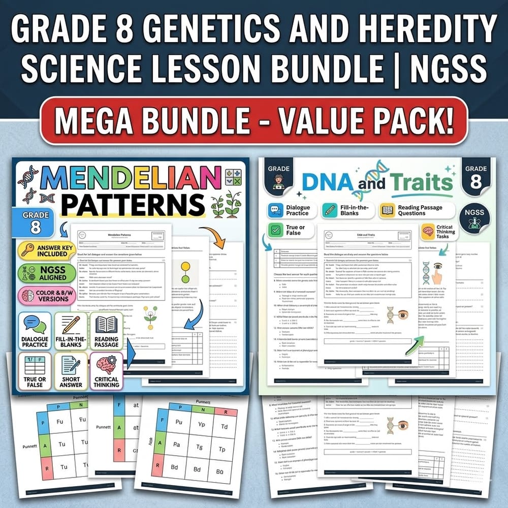 Grade 8 Genetics and Heredity Science Lesson Bundle | NGSS — bundle cover