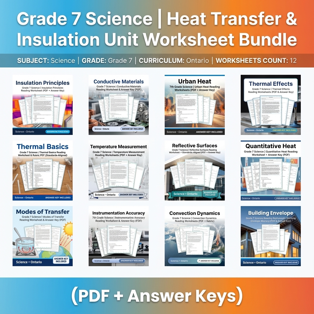 Grade 7 Science | Thermal Energy & Transfer Worksheet Bundle  — bundle cover