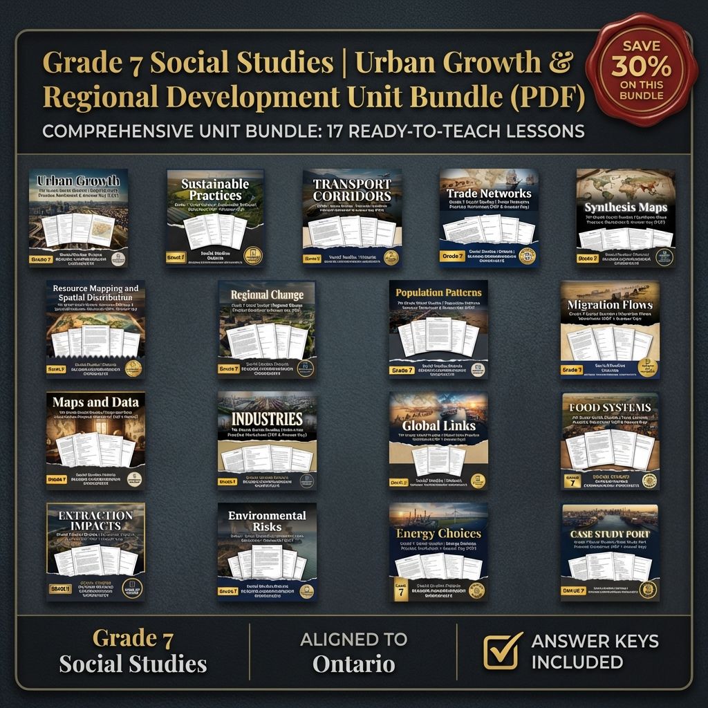 Grade 7 Social Studies Bundle | Human-Environment Interactions & Global Networks — bundle cover