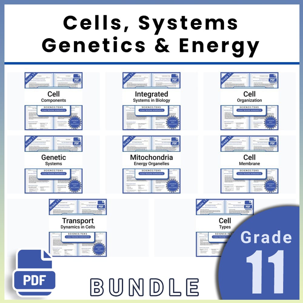 Grade 11 Science Lesson Bundle | Cells, Systems, Genetics & Energy — bundle cover