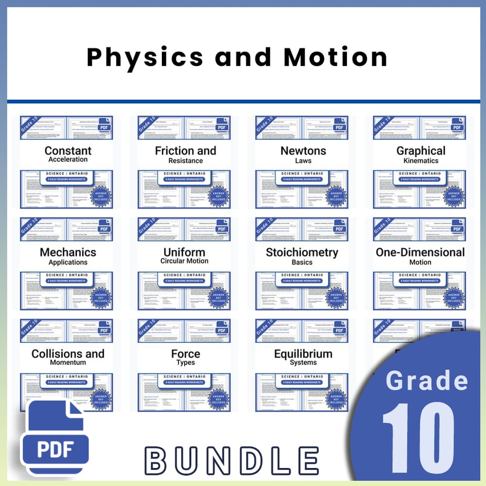 Grade 10 Science Lesson Bundle | Physics and Motion Ontario Framework — bundle cover