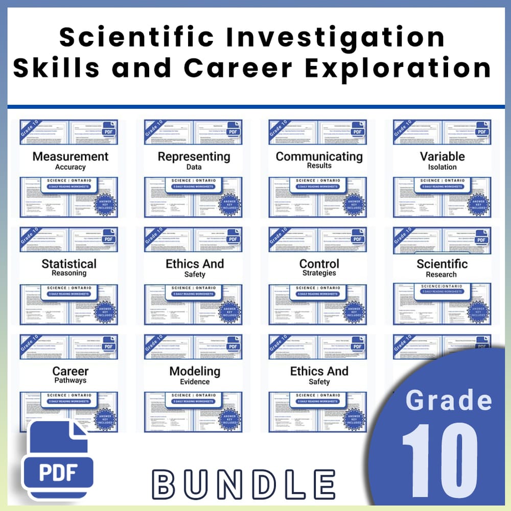 Grade 10 Science Lesson Bundle | Ontario Framework Reading Worksheets — bundle cover