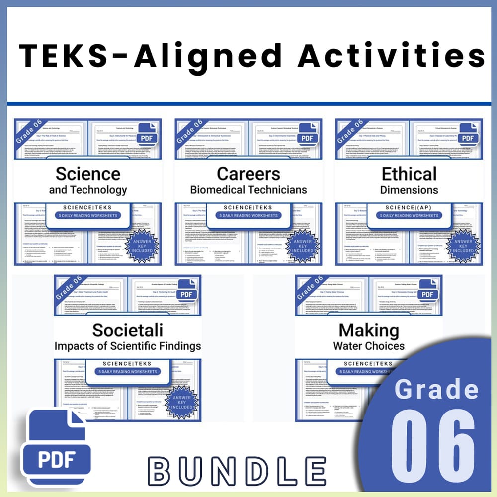 Grade 6 Science Lesson Bundle | TEKS-Aligned Activities and Worksheets — bundle cover